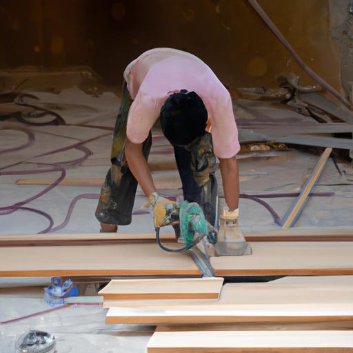 Một công nhân cắt một tấm ván ép cho một dự án xây dựng tại Đà Nẵng.